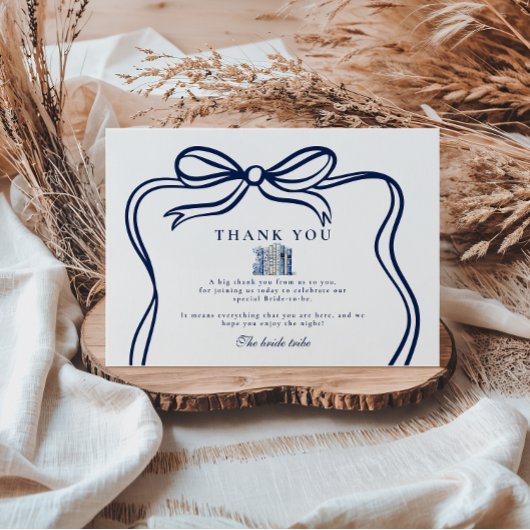 Ein neues Kapitel Blue Bow-Brautparty Dankeskarte