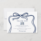Ein neues Kapitel Blue Bow-Brautparty Dankeskarte (Vorderseite)