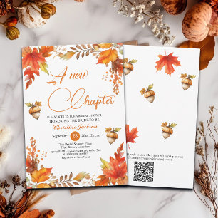 Ein neues Kapitel-Boho-Floral-QR-Brautparty Einladung