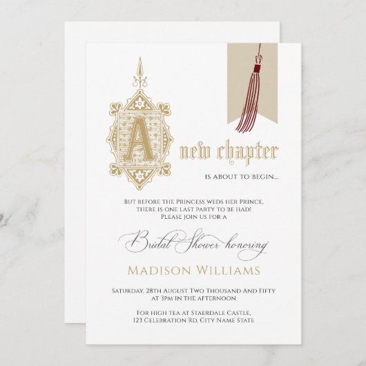 Ein neues Kapitel-Brautparty Einladung (Vorne/Hinten)