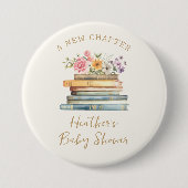 Ein neues Kapitel Bücher Kinderdusche Button (Vorderseite)