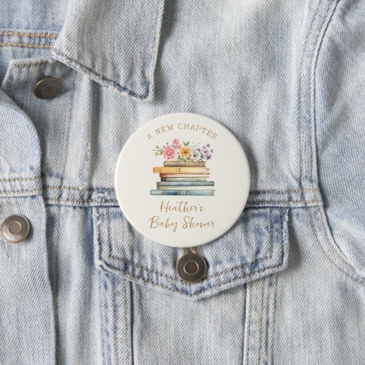 Ein neues Kapitel Bücher Kinderdusche Button (Beispiel)
