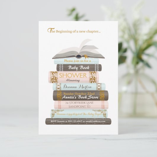 Ein neues Kapitel| Einladung zur Kinderbuchdusche (Stehend Vorderseite)