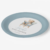 Ein neues Kapitel fängt Baby Shower Boy an Pappteller (Schrägansicht)