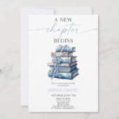 Ein neues Kapitel fängt Blue Bow Books Baby Shower Einladung (Vorderseite)