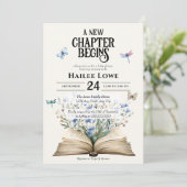 Ein neues Kapitel fängt die blaue Wildblume der Ba Einladung (Stehend Vorderseite)