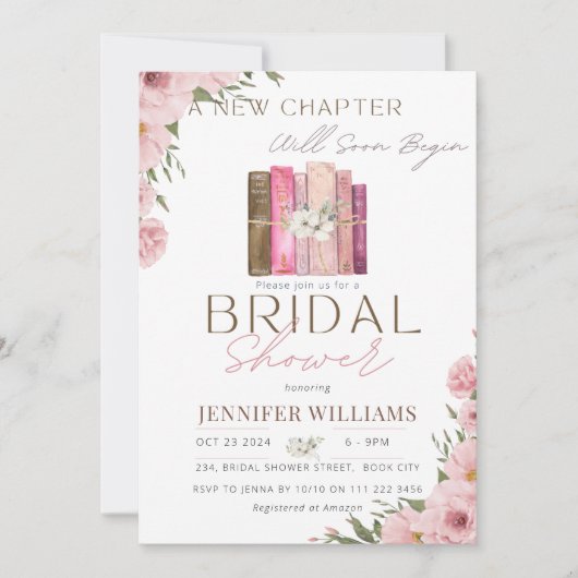 Ein neues Kapitel fängt mit dem Brautparty "Blumen Einladung (Vorderseite)