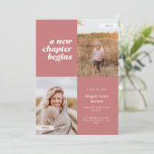 Ein neues Kapitel fängt Rose Abschluss Einladung a (Stehend Vorderseite)