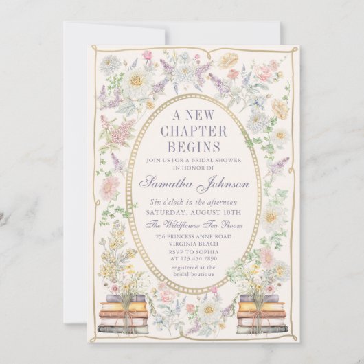 Ein neues Kapitel Floral Storybook Brautparty Einladung (Vorderseite)