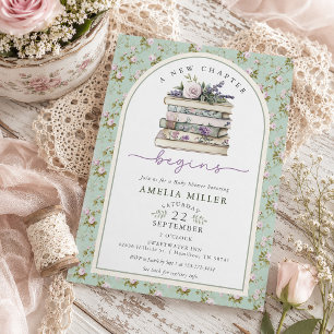 Ein neues Kapitel Florales Buch Shabby Chic Baby S Einladung