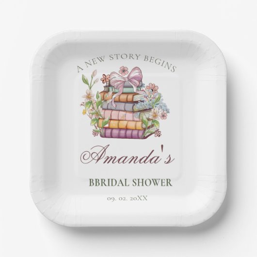 Ein neues Kapitel-Geschichte-Brautparty Pappteller (Vorderseite)