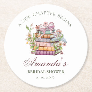 Ein neues Kapitel-Geschichte-Brautparty Runder Pappuntersetzer