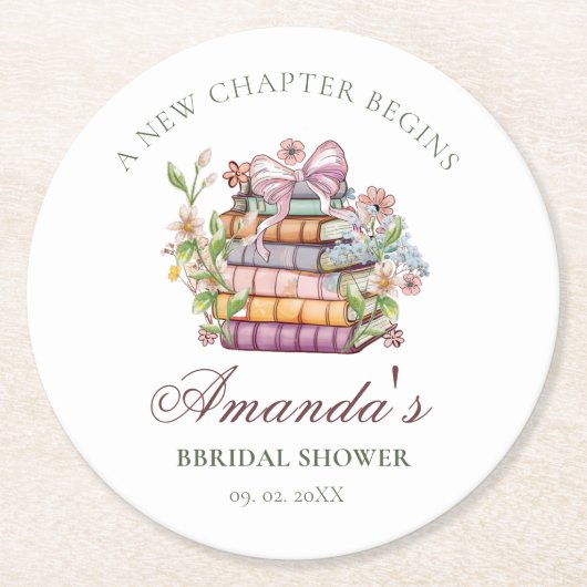 Ein neues Kapitel-Geschichte-Brautparty Runder Pappuntersetzer (Vorderseite)