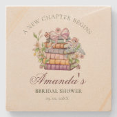 Ein neues Kapitel-Geschichte-Brautparty Steinuntersetzer (Vorderseite)