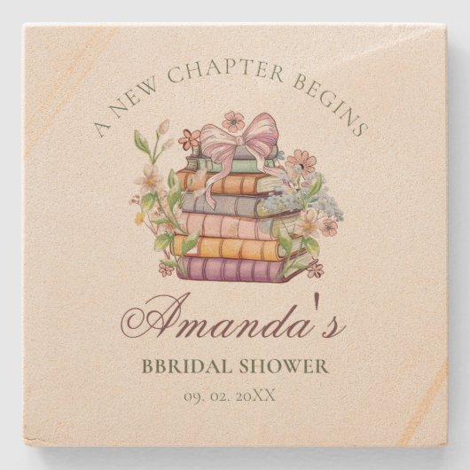 Ein neues Kapitel-Geschichte-Brautparty Steinuntersetzer (Vorderseite)