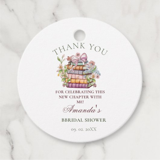 Ein neues Kapitel Geschichte Buch Brautparty Viele Geschenkanhänger (Vorderseite)