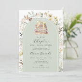 ein neues Kapitel geschlechtsneutral Baby Dusche Einladung (Stehend Vorderseite)