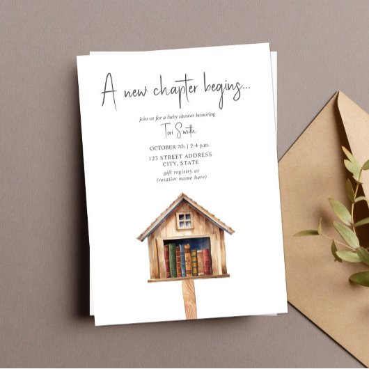 Ein neues Kapitel Mini Library Bücher Kinderdusche Einladung