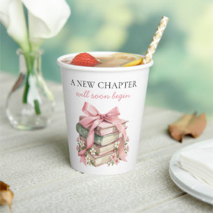Ein neues Kapitel Rosa Schleife Bücher Baby-Party Pappbecher