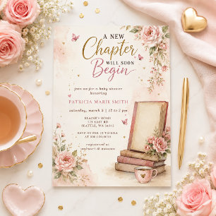 Ein neues Kapitel Story-Buch Mädchen-Baby-Party Einladung