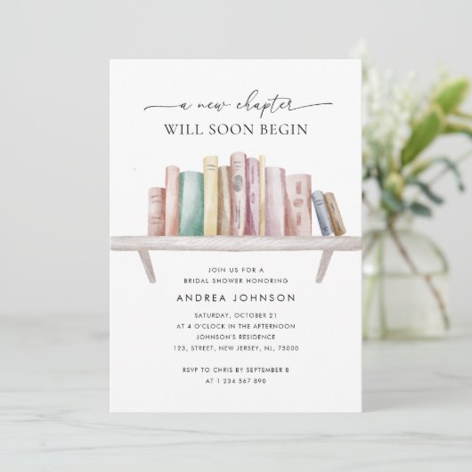 Ein neues Kapitel-Thema QR-Code-Brautparty Einladung (Stehend Vorderseite)