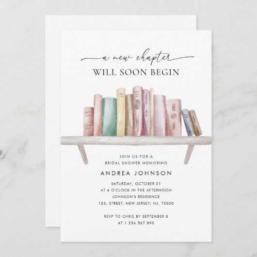 Ein neues Kapitel-Thema QR-Code-Brautparty Einladung (Vorne/Hinten)