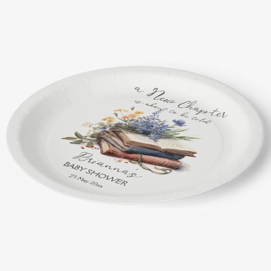 Ein neues Kapitel über Babydusche Pappteller (Schrägansicht)