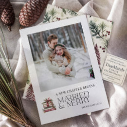 Ein neues Kapitel Verheiratet & Fröhlich Foto von Feiertagskarte