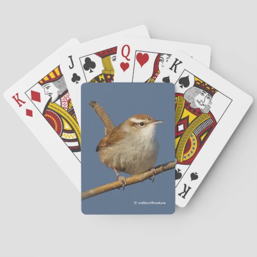 Ein neugieriger Bewick's Wren im Baum Spielkarten (Rückseite)