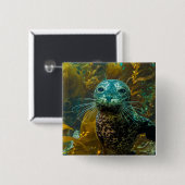 Ein neugieriger Hafen-Siegel-Kelp-Wald | Santa Button (Vorne & Hinten)