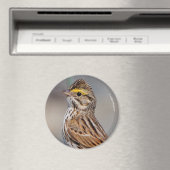Ein neugieriger Savannah Sparrow Magnet (In Situ (Geschirrspüler))