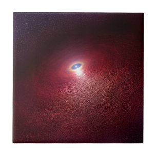 Ein Neutronenstern mit einer Scheibe warmen Staubs Fliese