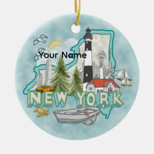 Ein New Yorker Leuchtturm Keramik Ornament
