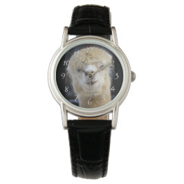 Ein niedlich flauschiges Alpaca-Gesicht Armbanduhr