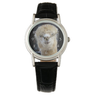 Ein niedlich flauschiges Alpaca-Gesicht Armbanduhr