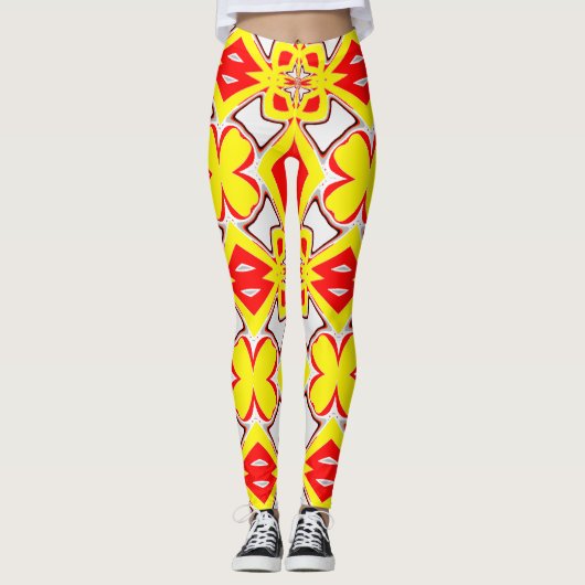 Ein niedlich-gelbes Weiß "Ratti_Creative_Arts" Leggings (Vorderseite)