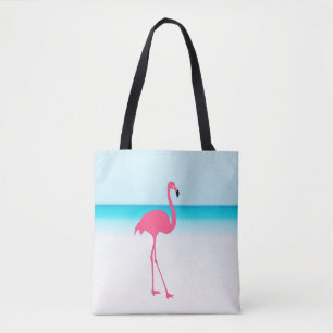 Ein niedlich rosa Flamingo am Strand Tasche