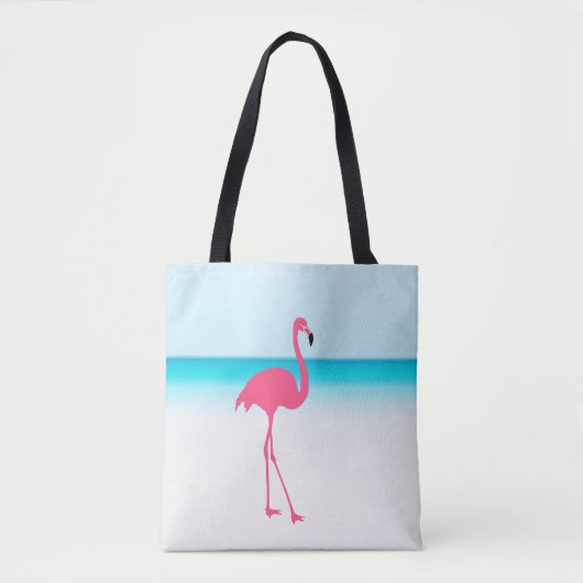 Ein niedlich rosa Flamingo am Strand Tasche (Vorderseite)