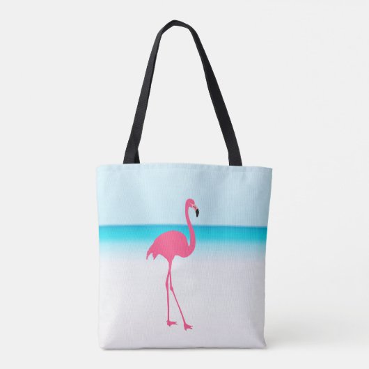 Ein niedlich rosa Flamingo am Strand Tasche (Rückseite)