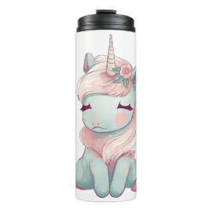 Ein niedlich schönes, stolzes Einhorn Thermosbecher
