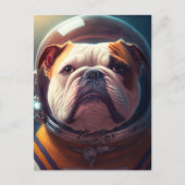 Ein niedlicher Astronaut Bulldog Postkarte (Vorderseite)
