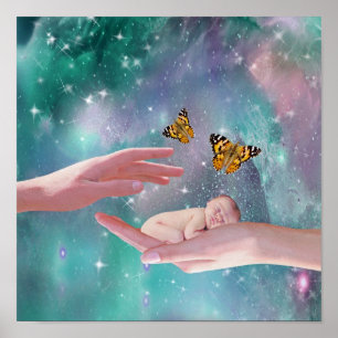Ein niedlicher Baby in der Hand Poster