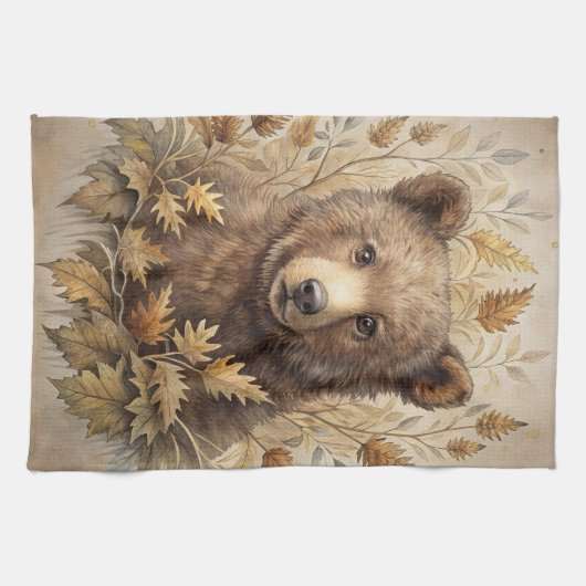 Ein Niedlicher Bär im Wald Geschirrtuch (Horizontal)