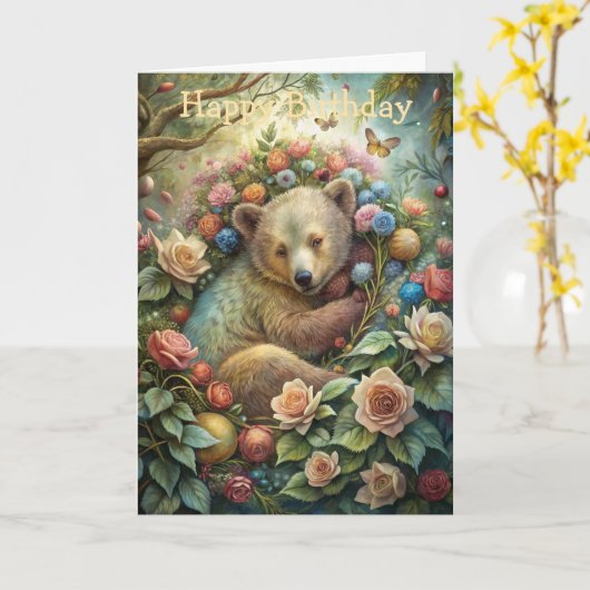 Ein Niedlicher Bär Karte (Gelbe Blume)