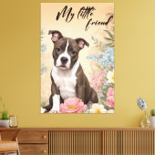 Ein niedlicher brauner Staffordshire Terrier Welpe Leinwanddruck (Insitu (Wohnzimmer))