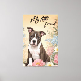 Ein niedlicher brauner Staffordshire Terrier Welpe Leinwanddruck