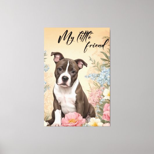 Ein niedlicher brauner Staffordshire Terrier Welpe Leinwanddruck (Vorderseite)