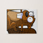 Ein niedlicher Cartoon-Biber-Charakter, der einen Puzzle (Horizontal)