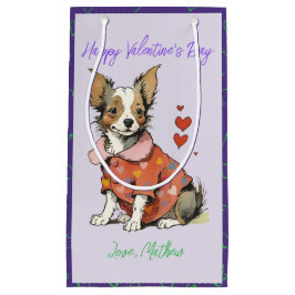 Ein niedlicher Chihuahua am Valentinstag Kleine Geschenktüte