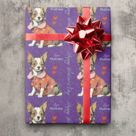 ein niedlicher Chihuahua auf einer Valentintagskar Geschenkpapier